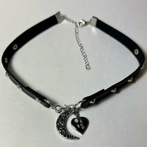 Nightmare Before Christmas Jack & Sally Moon Heart Choker Necklace